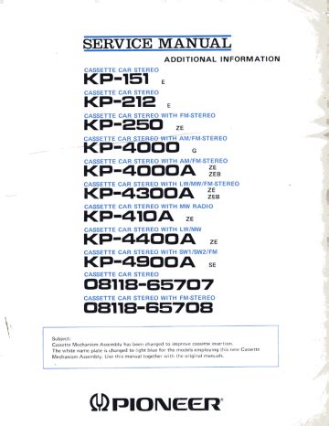 Pioneer 08118-65708 Manual pdf